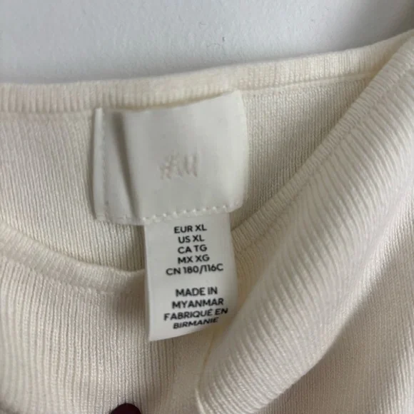 H&M Cream Structured Square-Neck Crop Top - Picture 3 of 3